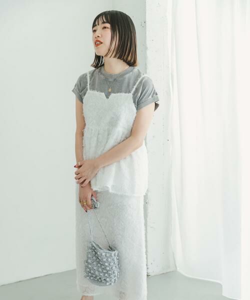 URBAN RESEARCH ITEMS / アーバンリサーチ アイテムズ セットアップ | フェザーフリンジキャミソール×スカートセット | 詳細2