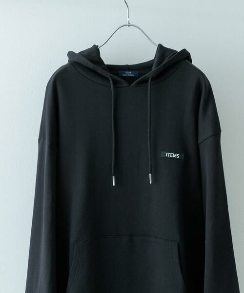 URBAN RESEARCH ITEMS / アーバンリサーチ アイテムズ パーカー | 『XLサイズあり』シリコーンワッペン スウェット プルオーバーパーカー(ブラック)