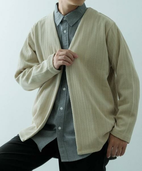 URBAN RESEARCH ITEMS/アーバンリサーチ アイテムズ JQ起毛カットソー カーディガン ベージュ M URBAN RESEARCH ITEMS/アーバンリサーチ アイテムズ JQ起毛カットソー カーディガン ベージュ M