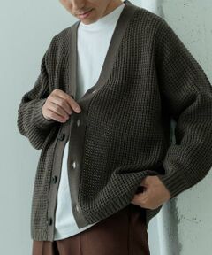 ワッフル編み Vネックニットカーディガン