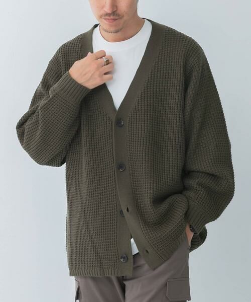 URBAN RESEARCH ITEMS / アーバンリサーチ アイテムズ カーディガン・ボレロ | ワッフル編み Vネックニットカーディガン | 詳細1