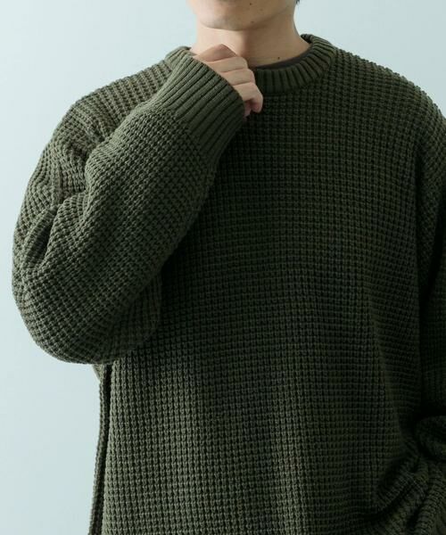 URBAN RESEARCH ITEMS / アーバンリサーチ アイテムズ ニット・セーター | ワッフル編み クルーネックニット | 詳細1