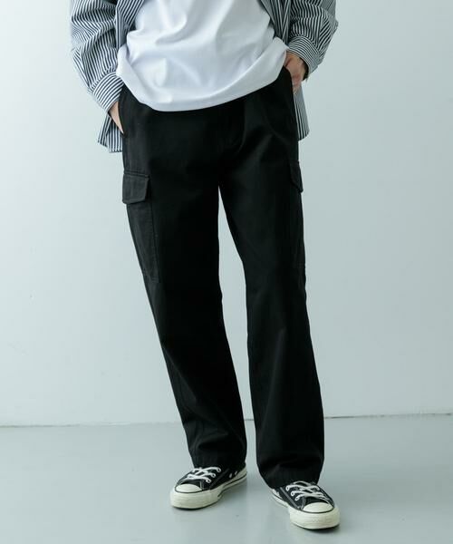 URBAN RESEARCH ITEMS/アーバンリサーチ アイテムズ ウォッシュドコットン カーゴパンツ ブラック L URBAN RESEARCH ITEMS/アーバンリサーチ アイテムズ ウォッシュドコットン カーゴパンツ ブラック L