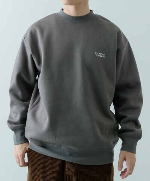 URBAN RESEARCH ITEMS / アーバンリサーチ アイテムズ スウェット | 1pointロゴ刺繍 クルーネックスウェット(チャコールグレー)