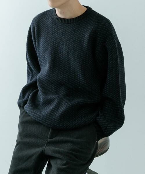 URBAN RESEARCH ITEMS / アーバンリサーチ アイテムズ ニット・セーター | マシンウォッシャブル バーズアイ クルーニット(ブラック)
