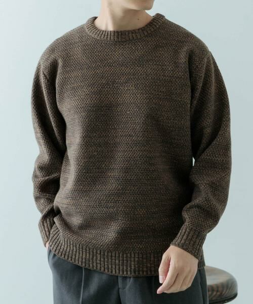 URBAN RESEARCH ITEMS/アーバンリサーチ アイテムズ マシンウォッシャブル クルーネックカノコニット ブラウン M URBAN RESEARCH ITEMS/アーバンリサーチ アイテムズ マシンウォッシャブル クルーネックカノコニット ブラウン M