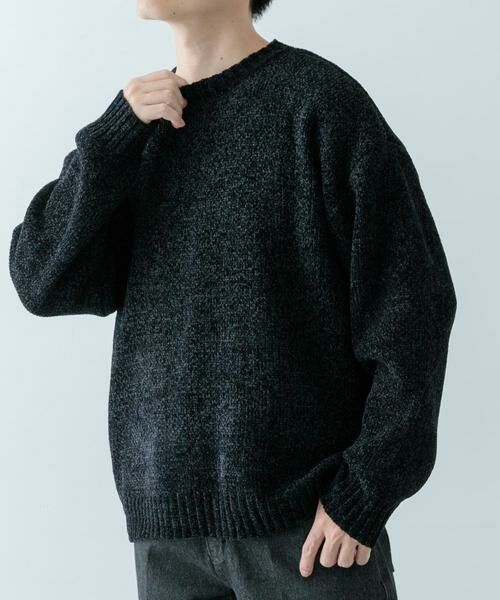 URBAN RESEARCH ITEMS/アーバンリサーチ アイテムズ モール クルーネック ニット ブラック M URBAN RESEARCH ITEMS/アーバンリサーチ アイテムズ モール クルーネック ニット ブラック M