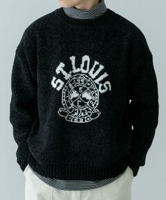 URBAN RESEARCH ITEMS / アーバンリサーチ アイテムズ ニット・セーター | カレッジロゴ モール クルーネック ニット