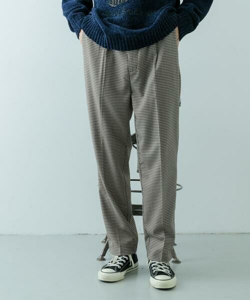 URBAN RESEARCH ITEMS/アーバンリサーチ アイテムズ ガンクラブチェック テーパードパンツ ブラウン M URBAN RESEARCH ITEMS/アーバンリサーチ アイテムズ ガンクラブチェック テーパードパンツ ブラウン M