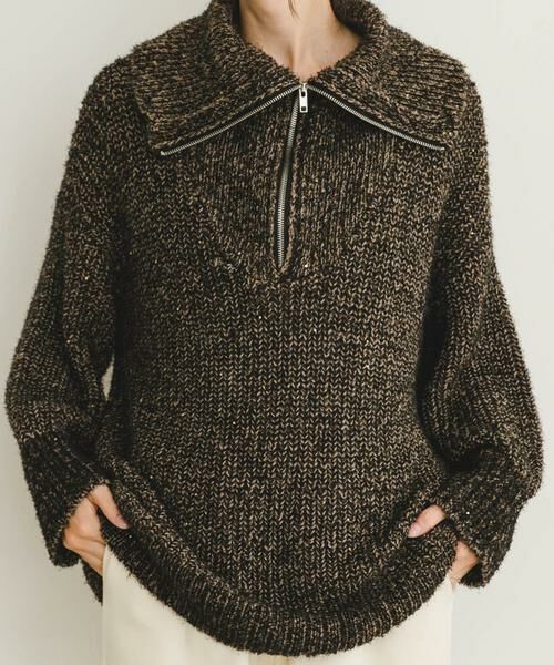 URBAN RESEARCH ITEMS / アーバンリサーチ アイテムズ ニット・セーター | ハーフジップラメニット | 詳細1
