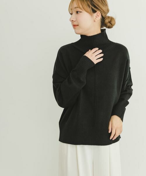 URBAN RESEARCH ITEMS / アーバンリサーチ アイテムズ ニット・セーター | ハイネックワイドニット(ブラック)