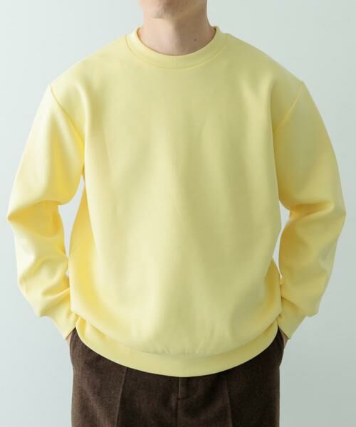 URBAN RESEARCH ITEMS/アーバンリサーチ アイテムズ ストレッチダンボール クルーネックプルオーバー イエロー M URBAN RESEARCH ITEMS/アーバンリサーチ アイテムズ ストレッチダンボール クルーネックプルオーバー イエロー M