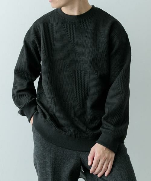 URBAN RESEARCH ITEMS/アーバンリサーチ アイテムズ ジオメジャカード クルーネックトップス ブラック M URBAN RESEARCH ITEMS/アーバンリサーチ アイテムズ ジオメジャカード クルーネックトップス ブラック M