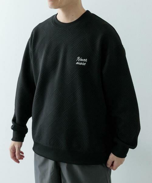 URBAN RESEARCH ITEMS/アーバンリサーチ アイテムズ 『XLサイズあり』刺繍ジャカードロングスリーブカットソー ブラック M