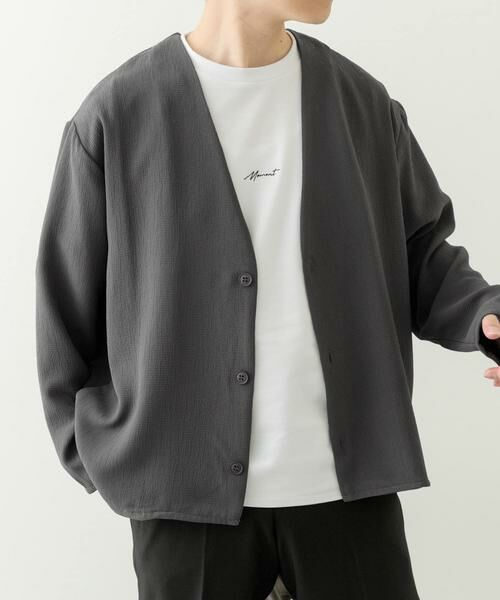 URBAN RESEARCH ITEMS/アーバンリサーチ アイテムズ ドライタッチカーディガン+刺繍ポンチTシャツセット チャコールグレー S URBAN RESEARCH ITEMS/アーバンリサーチ アイテムズ ドライタッチカーディガン+刺繍ポンチTシャツセット チャコールグレー S