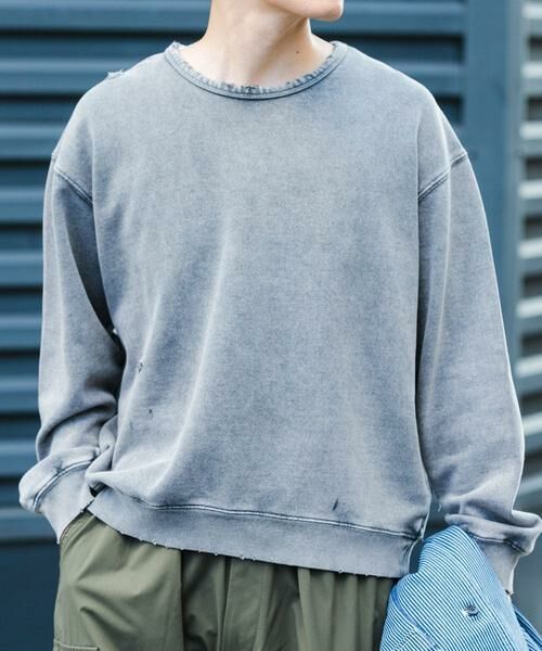 URBAN RESEARCH ITEMS / アーバンリサーチ アイテムズ スウェット | ダメージ裏毛クルーネックスウェット | 詳細7