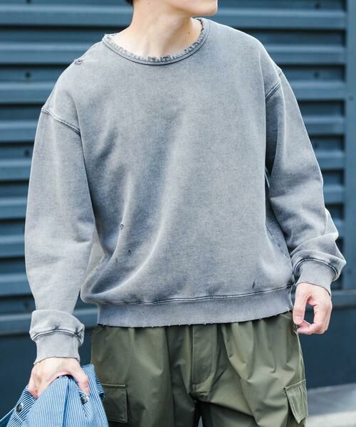 URBAN RESEARCH ITEMS / アーバンリサーチ アイテムズ スウェット | ダメージ裏毛クルーネックスウェット | 詳細9