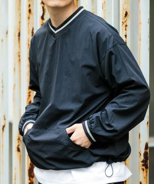 URBAN RESEARCH ITEMS / アーバンリサーチ アイテムズ その他トップス | 『セットアップ対応』ナイロン ラインリブ ドロストプルオーバー(ブラック)