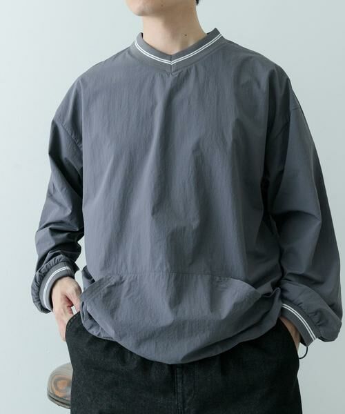 URBAN RESEARCH ITEMS / アーバンリサーチ アイテムズ その他トップス | 『セットアップ対応』ナイロン ラインリブ ドロストプルオーバー(チャコールグレー)