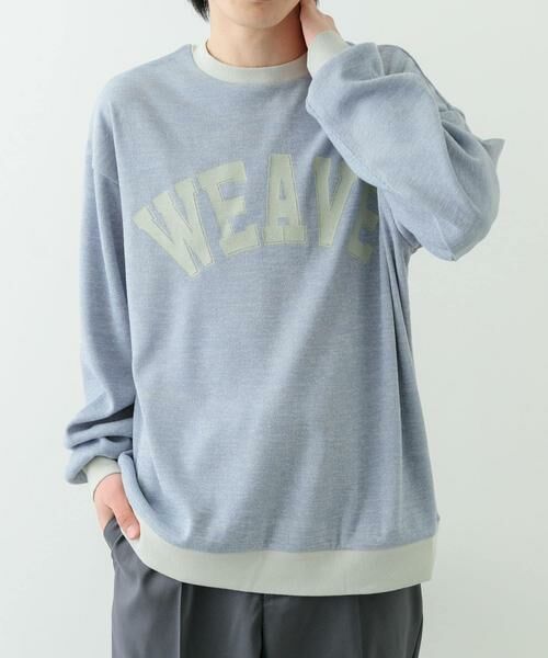 URBAN RESEARCH ITEMS/アーバンリサーチ アイテムズ ビンテージプリントスウェットライクニット ブルー M