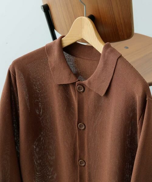 URBAN RESEARCH ITEMS/アーバンリサーチ アイテムズ ガーター編みニットシャツカーディガン ブラウン L URBAN RESEARCH ITEMS/アーバンリサーチ アイテムズ ガーター編みニットシャツカーディガン ブラウン L