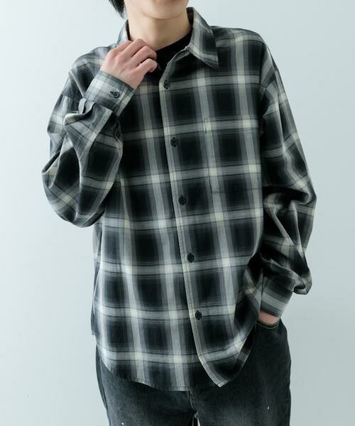 URBAN RESEARCH ITEMS / アーバンリサーチ アイテムズ シャツ・ブラウス | オンブレチェック ロングスリーブシャツ(ブラック)