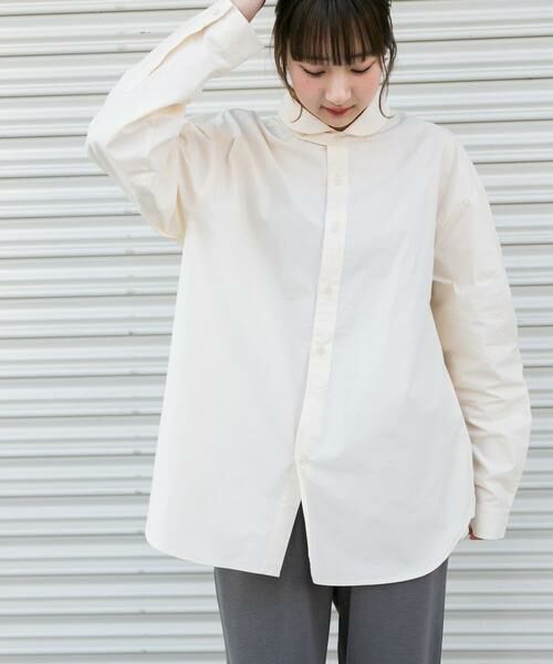 URBAN RESEARCH ITEMS/アーバンリサーチ アイテムズ ブロード ラウンドカラーシャツ アイボリー L URBAN RESEARCH ITEMS/アーバンリサーチ アイテムズ ブロード ラウンドカラーシャツ アイボリー L