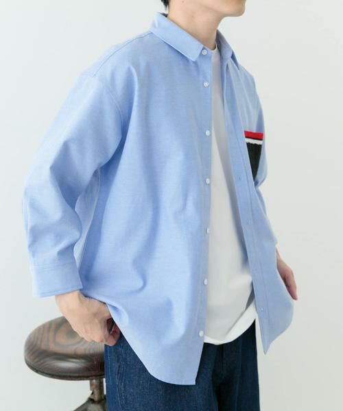 URBAN RESEARCH ITEMS / アーバンリサーチ アイテムズ シャツ・ブラウス | ニットポケット切替オックス7分袖シャツ | 詳細1