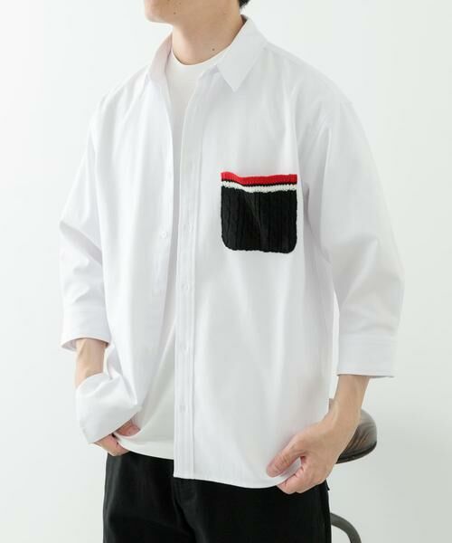 URBAN RESEARCH ITEMS / アーバンリサーチ アイテムズ シャツ・ブラウス | ニットポケット切替オックス7分袖シャツ | 詳細11