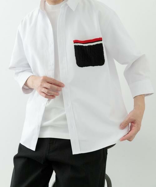 URBAN RESEARCH ITEMS / アーバンリサーチ アイテムズ シャツ・ブラウス | ニットポケット切替オックス7分袖シャツ | 詳細13