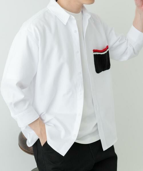 URBAN RESEARCH ITEMS / アーバンリサーチ アイテムズ シャツ・ブラウス | ニットポケット切替オックス7分袖シャツ | 詳細14