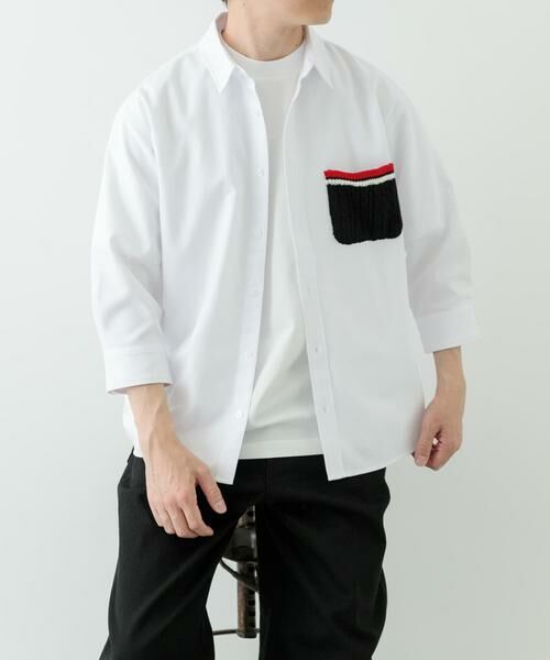 URBAN RESEARCH ITEMS / アーバンリサーチ アイテムズ シャツ・ブラウス | ニットポケット切替オックス7分袖シャツ | 詳細15