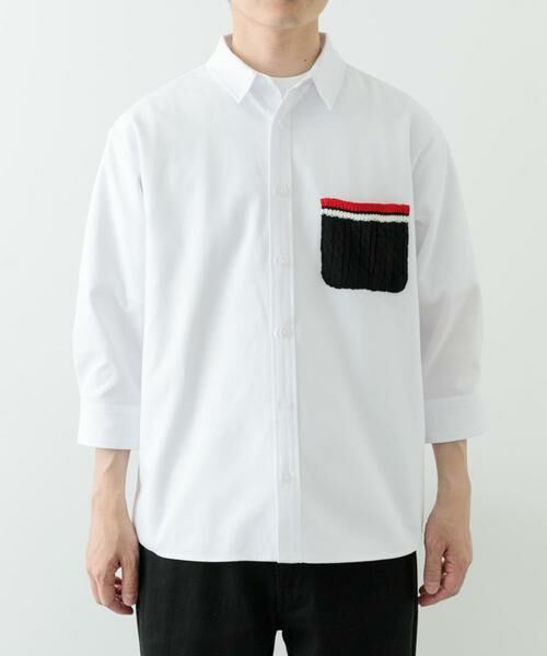 URBAN RESEARCH ITEMS / アーバンリサーチ アイテムズ シャツ・ブラウス | ニットポケット切替オックス7分袖シャツ | 詳細19