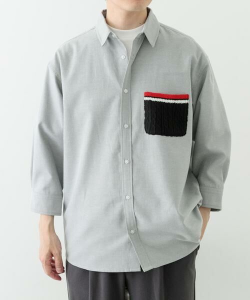 URBAN RESEARCH ITEMS / アーバンリサーチ アイテムズ シャツ・ブラウス | ニットポケット切替オックス7分袖シャツ | 詳細24
