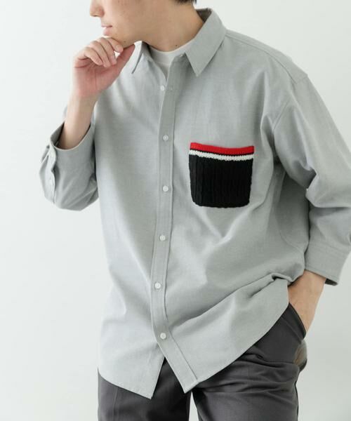 URBAN RESEARCH ITEMS / アーバンリサーチ アイテムズ シャツ・ブラウス | ニットポケット切替オックス7分袖シャツ | 詳細28