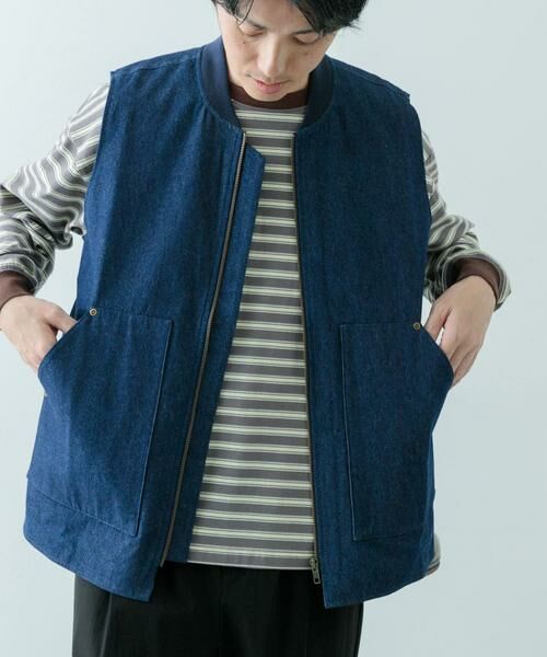 URBAN RESEARCH ITEMS/アーバンリサーチ アイテムズ ジップアップ コットンワークベスト ブルー系その他 M