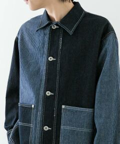 URBAN RESEARCH ITEMS / アーバンリサーチ アイテムズ Gジャン・デニムジャケット | ヒッコリー×デニム切替ワークジャケット