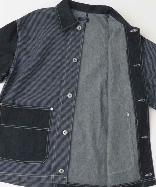 URBAN RESEARCH ITEMS / アーバンリサーチ アイテムズ Gジャン・デニムジャケット | ヒッコリー×デニム切替ワークジャケット | 詳細11