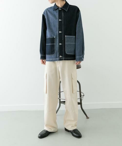 URBAN RESEARCH ITEMS / アーバンリサーチ アイテムズ Gジャン・デニムジャケット | ヒッコリー×デニム切替ワークジャケット | 詳細5