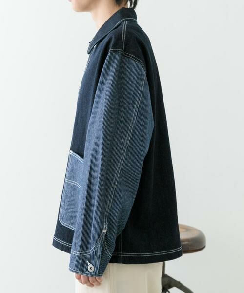 URBAN RESEARCH ITEMS / アーバンリサーチ アイテムズ Gジャン・デニムジャケット | ヒッコリー×デニム切替ワークジャケット | 詳細7