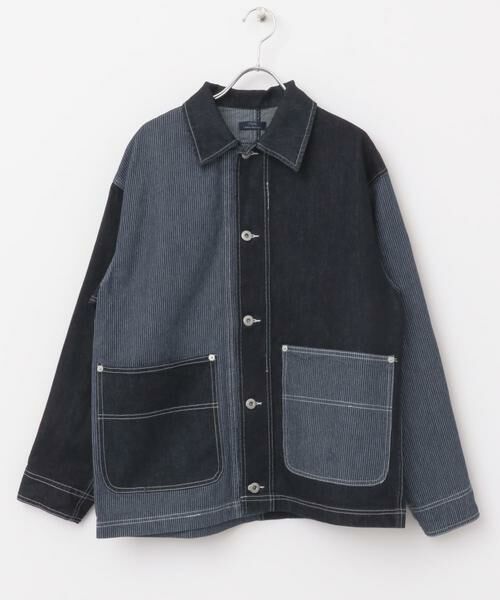 URBAN RESEARCH ITEMS / アーバンリサーチ アイテムズ Gジャン・デニムジャケット | ヒッコリー×デニム切替ワークジャケット | 詳細9