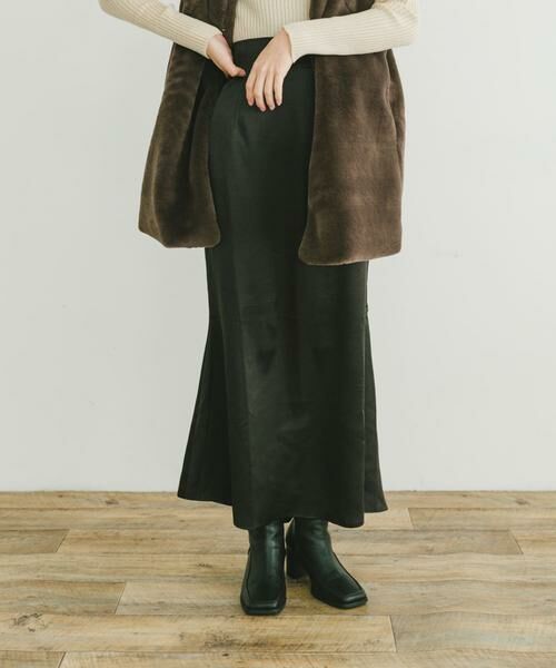 URBAN RESEARCH ITEMS/アーバンリサーチ アイテムズ サテンマーメイドスカート ブラック FREE