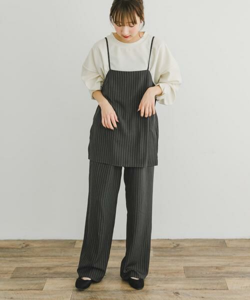 URBAN RESEARCH ITEMS / アーバンリサーチ アイテムズ セットアップ | ストライプキャミソール×イージーパンツセット(チャコールグレー)