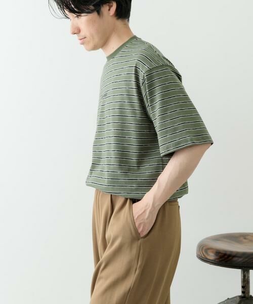 URBAN RESEARCH ITEMS/アーバンリサーチ アイテムズ ビンテージライク ボーダーTシャツ カーキ L