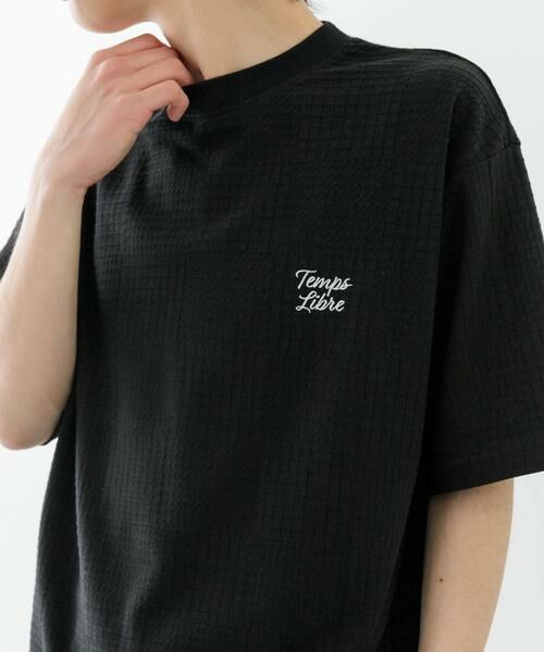 URBAN RESEARCH ITEMS/アーバンリサーチ アイテムズ ワンポイント刺繍チェックジャカードTシャツ ブラック L URBAN RESEARCH ITEMS/アーバンリサーチ アイテムズ ワンポイント刺繍チェックジャカードTシャツ ブラック L