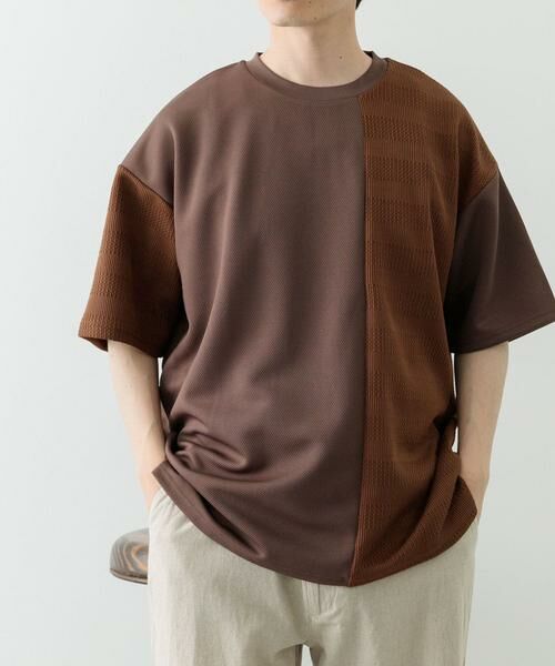 URBAN RESEARCH ITEMS / アーバンリサーチ アイテムズ Tシャツ | クルーネックジャカード切替トップス | 詳細1