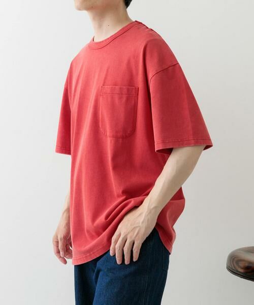 URBAN RESEARCH ITEMS/アーバンリサーチ アイテムズ フェード加工クルーネック天竺ポケットTシャツ レッド L URBAN RESEARCH ITEMS/アーバンリサーチ アイテムズ フェード加工クルーネック天竺ポケットTシャツ レッド L