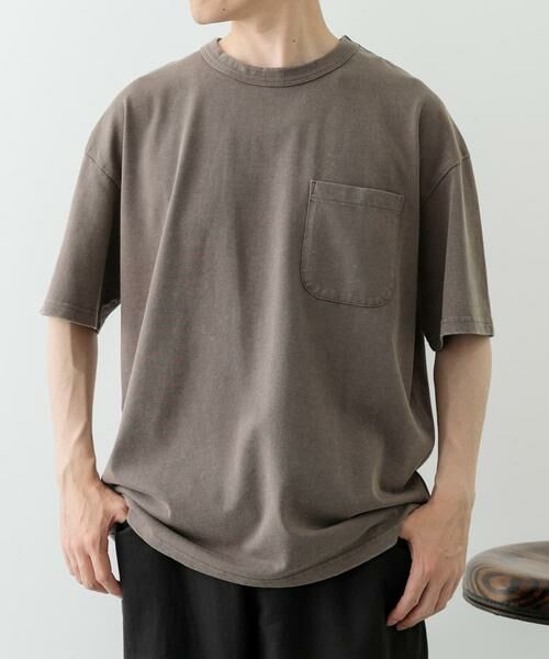 URBAN RESEARCH ITEMS/アーバンリサーチ アイテムズ フェード加工クルーネック天竺ポケットTシャツ ブラウン M