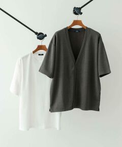 URBAN RESEARCH ITEMS / アーバンリサーチ アイテムズ カーディガン・ボレロ | ジャガード5分袖カーディガン+ポンチTシャツセット