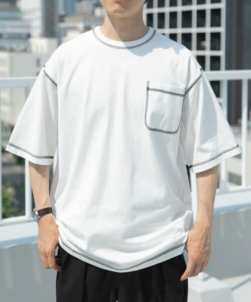 URBAN RESEARCH ITEMS/アーバンリサーチ アイテムズ 配色ステッチクルーネックTシャツ ホワイト L URBAN RESEARCH ITEMS/アーバンリサーチ アイテムズ 配色ステッチクルーネックTシャツ ホワイト L